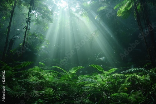 Dense Green Vegetation in Forest