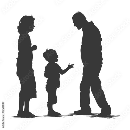 Silhouette Child abuse Parents scold children boy black color only