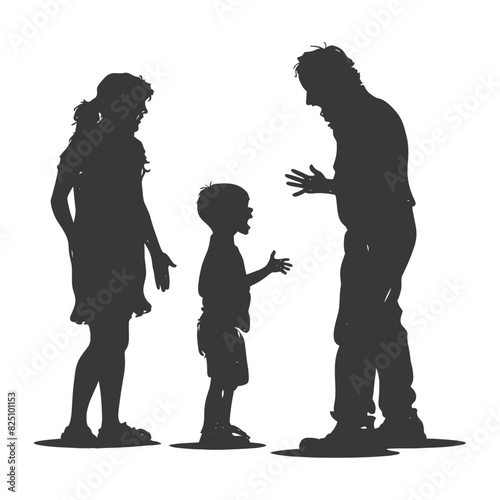 Silhouette Child abuse Parents scold children boy black color only