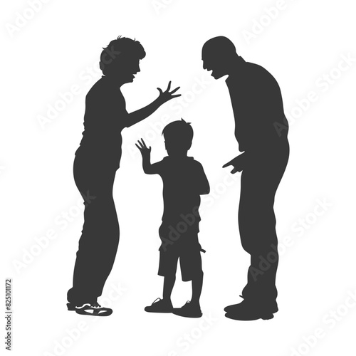 Silhouette Child abuse Parents scold children boy black color only
