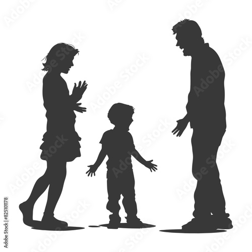 Silhouette Child abuse Parents scold children boy black color only