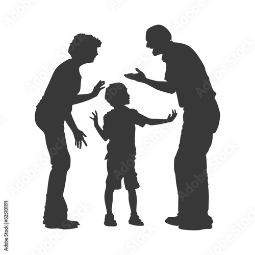 Silhouette Child abuse Parents scold children boy black color only
