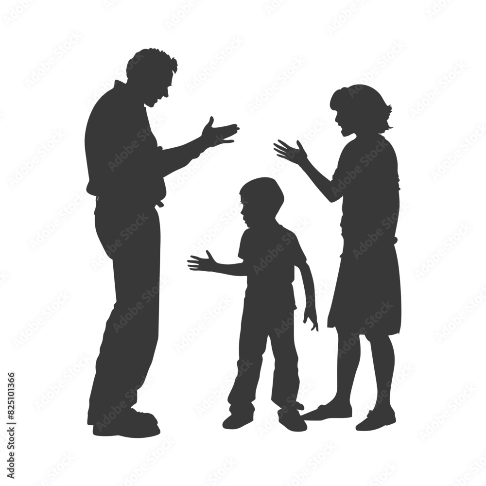 Silhouette Child abuse Parents scold children boy black color only