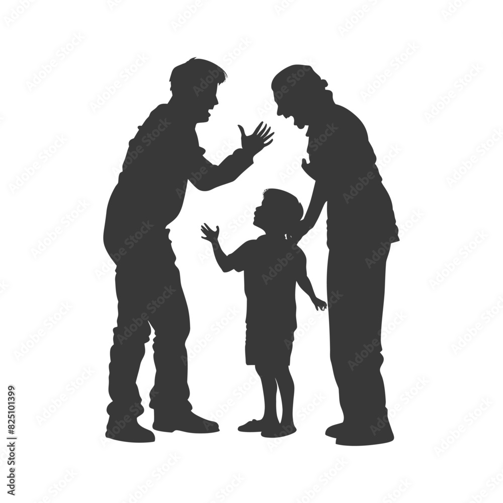 Silhouette Child abuse Parents scold children boy black color only