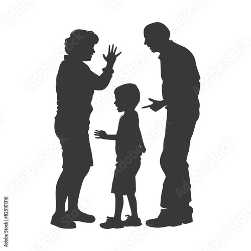 Silhouette Child abuse Parents scold children boy black color only