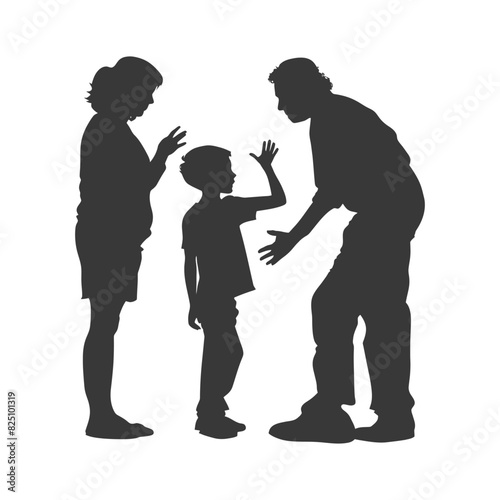 Silhouette Child abuse Parents scold children boy black color only