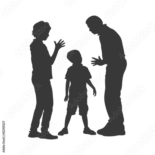Silhouette Child abuse Parents scold children boy black color only