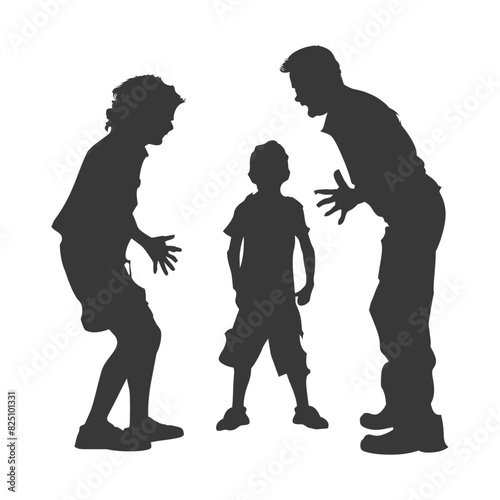 Silhouette Child abuse Parents scold children boy black color only