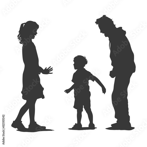 Silhouette Child abuse Parents scold children boy black color only