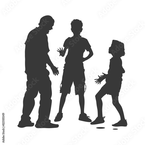 Silhouette Child abuse Parents scold children boy black color only