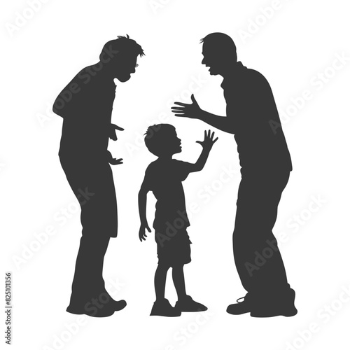 Silhouette Child abuse Parents scold children boy black color only