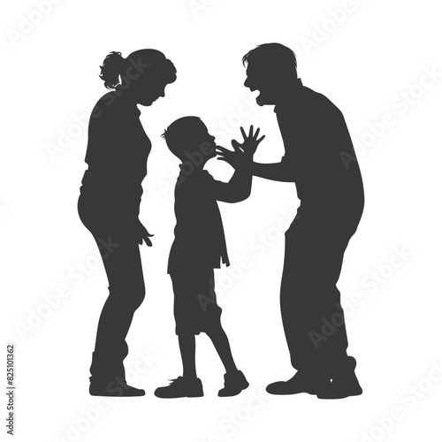Silhouette Child abuse Parents scold children boy black color only
