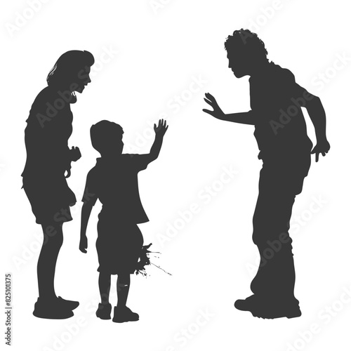 Silhouette Child abuse Parents scold children boy black color only