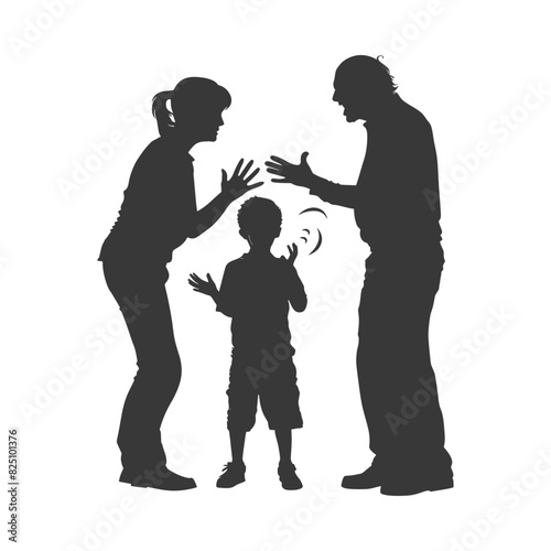Silhouette Child abuse Parents scold children boy black color only