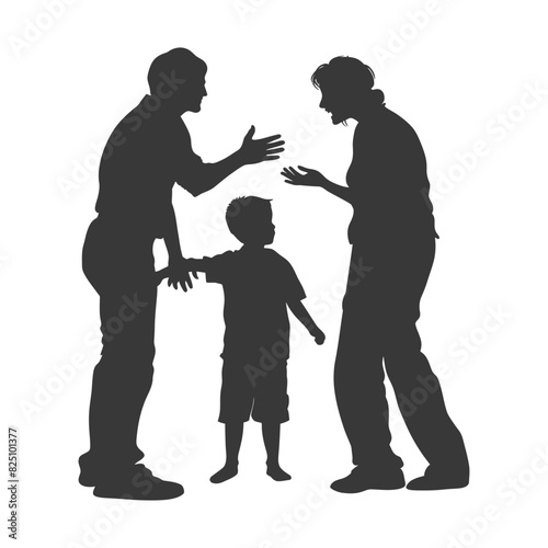 Silhouette Child abuse Parents scold children boy black color only
