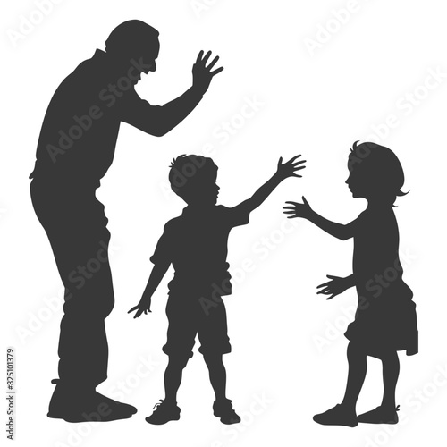 Silhouette Child abuse Parents scold children boy black color only