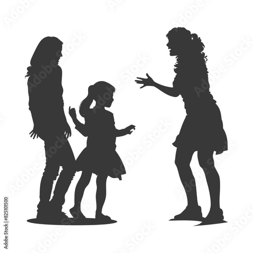 Silhouette Child abuse Parents scold children girl black color only