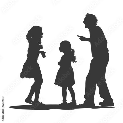 Silhouette Child abuse Parents scold children girl black color only
