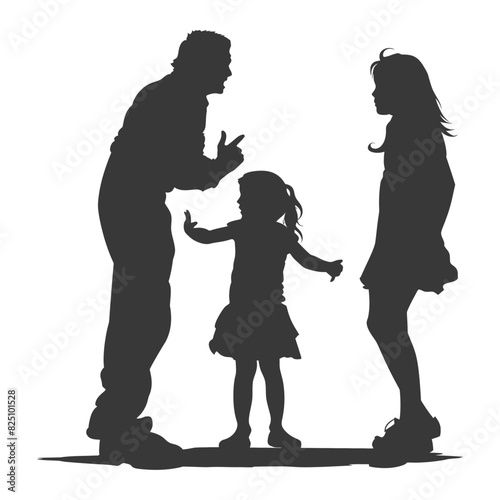 Silhouette Child abuse Parents scold children girl black color only