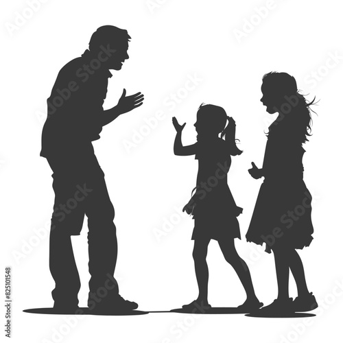 Silhouette Child abuse Parents scold children girl black color only