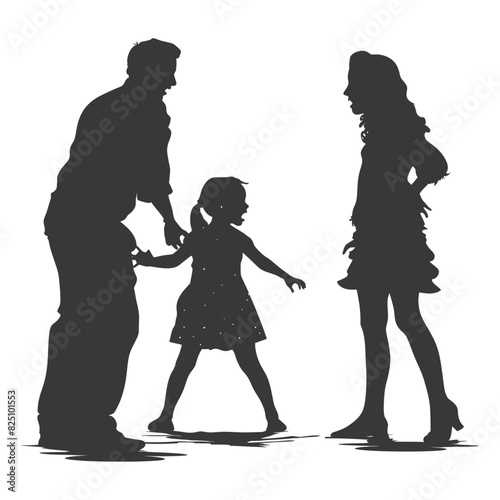 Silhouette Child abuse Parents scold children girl black color only