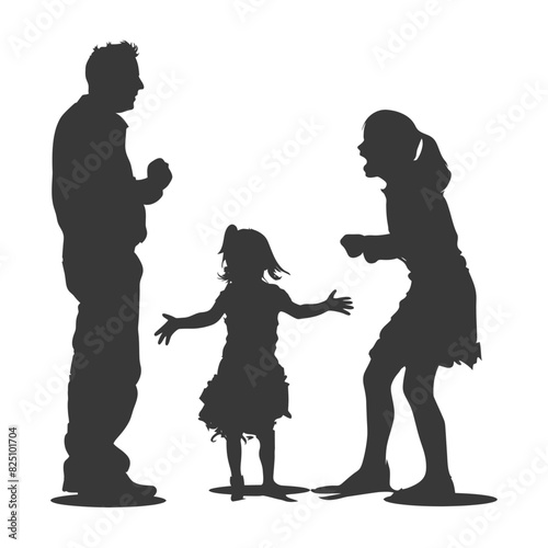 Silhouette Child abuse Parents scold children girl black color only