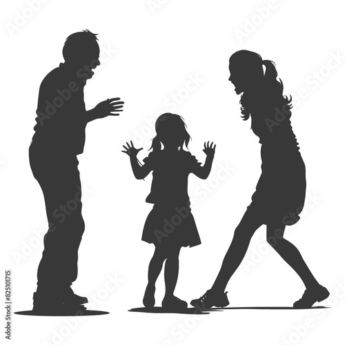 Silhouette Child abuse Parents scold children girl black color only