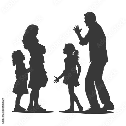 Silhouette Child abuse Parents scold children girl black color only