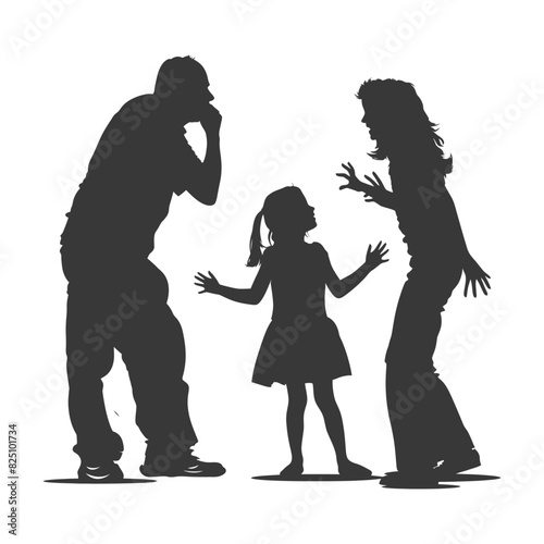 Silhouette Child abuse Parents scold children girl black color only
