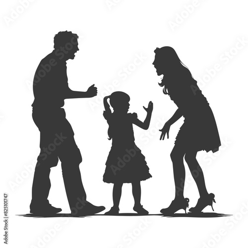 Silhouette Child abuse Parents scold children girl black color only