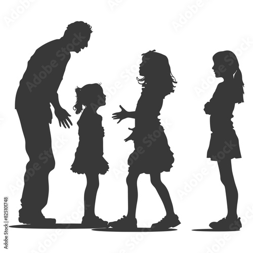 Silhouette Child abuse Parents scold children girl black color only