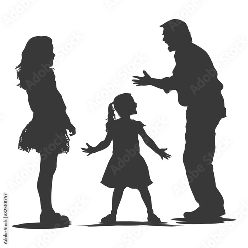 Silhouette Child abuse Parents scold children girl black color only
