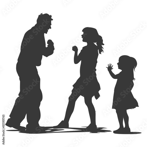 Silhouette Child abuse Parents scold children girl black color only