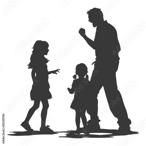 Silhouette Child abuse Parents scold children girl black color only