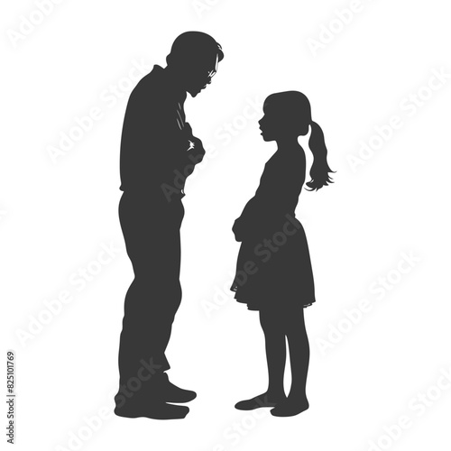 Silhouette Child abuse Parents scold children girl black color only