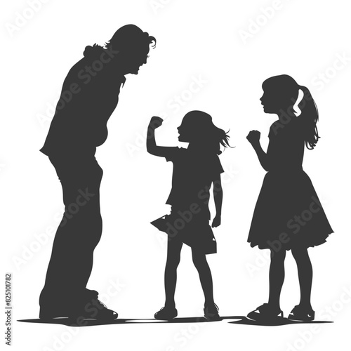 Silhouette Child abuse Parents scold children girl black color only