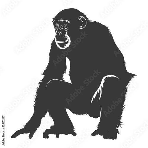 Silhouette Chimpanzee animal black color only