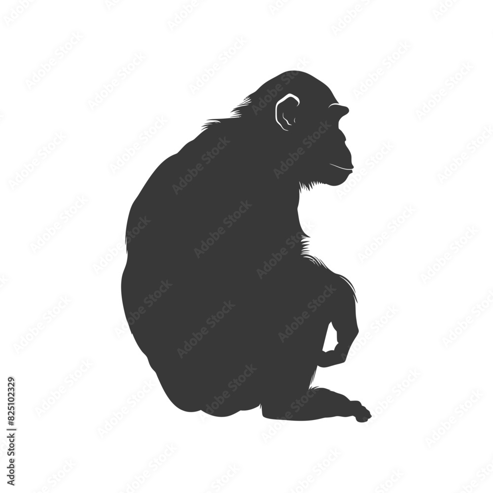 Silhouette Chimpanzee animal black color only Silhouette Chimpanzee animal black color only