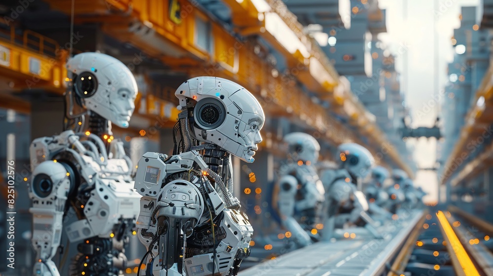 AI-driven construction robots assembling a bridge 3D rendering AI-driven construction robots assembling a bridge 3D rendering