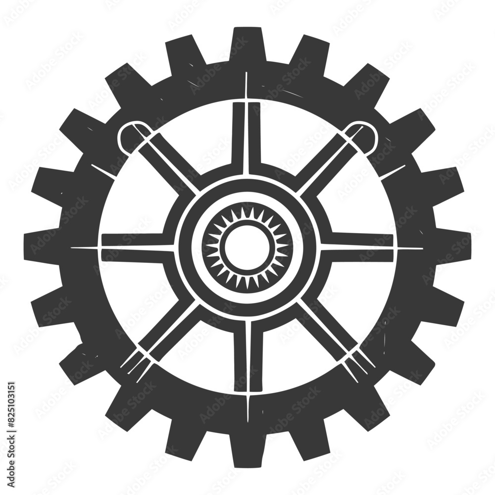 Obraz premium Silhouette Cogwheel machine gear black color only