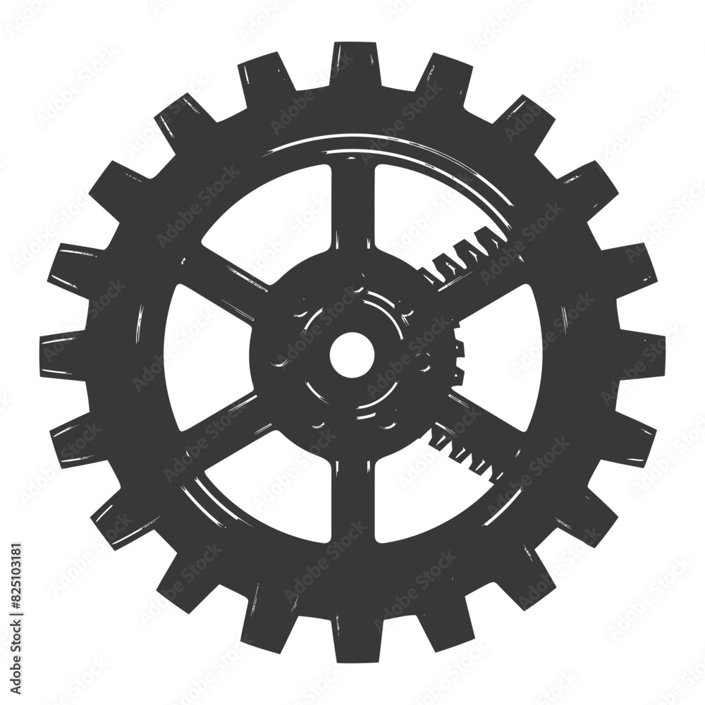 Obraz premium Silhouette Cogwheel machine gear black color only