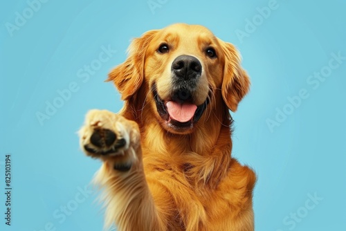 A dog is standing on its hind legs and wagging its tail. It is a happy dog photo