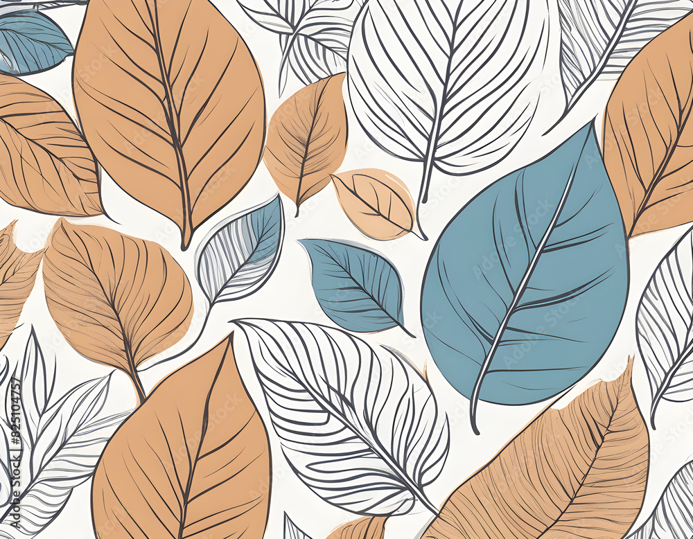 Leaf line art pattern background vector Leaf line art pattern background vector