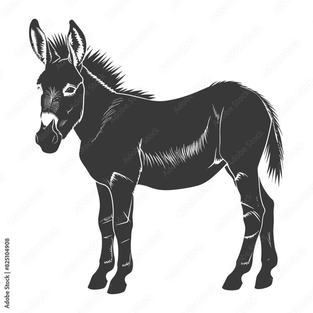 Silhouette donkey animal black color only Silhouette donkey animal black color only