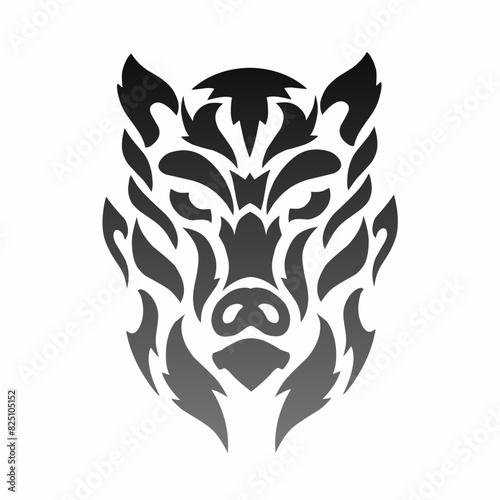 illustration vector graphics of tribal art abstract design wild boar head