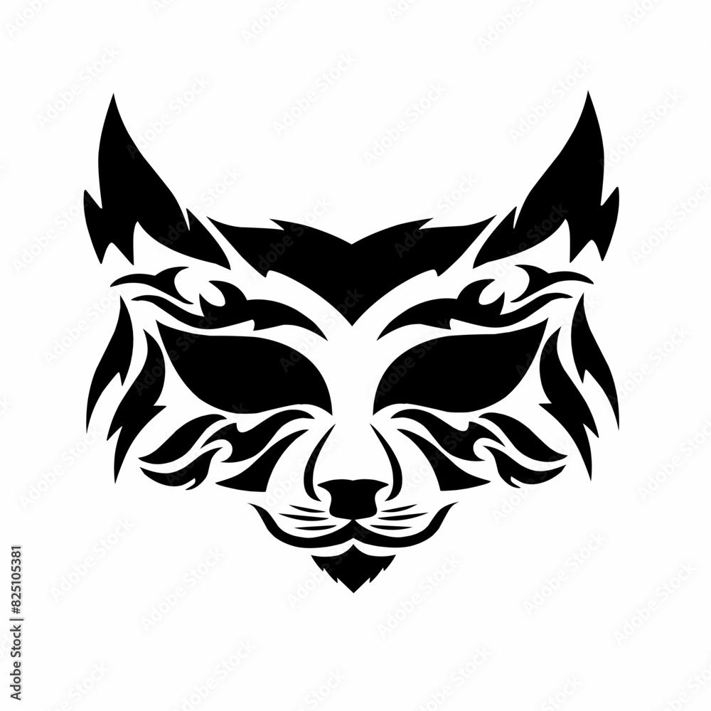 illustration vector graphics of tribal art abstract design cat head face illustration vector graphics of tribal art abstract design cat head face