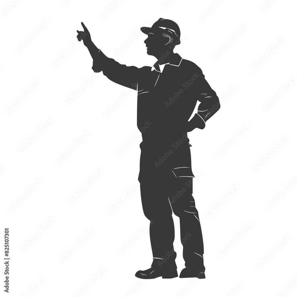 Silhouette engineer man in action full body black color only Silhouette engineer man in action full body black color only