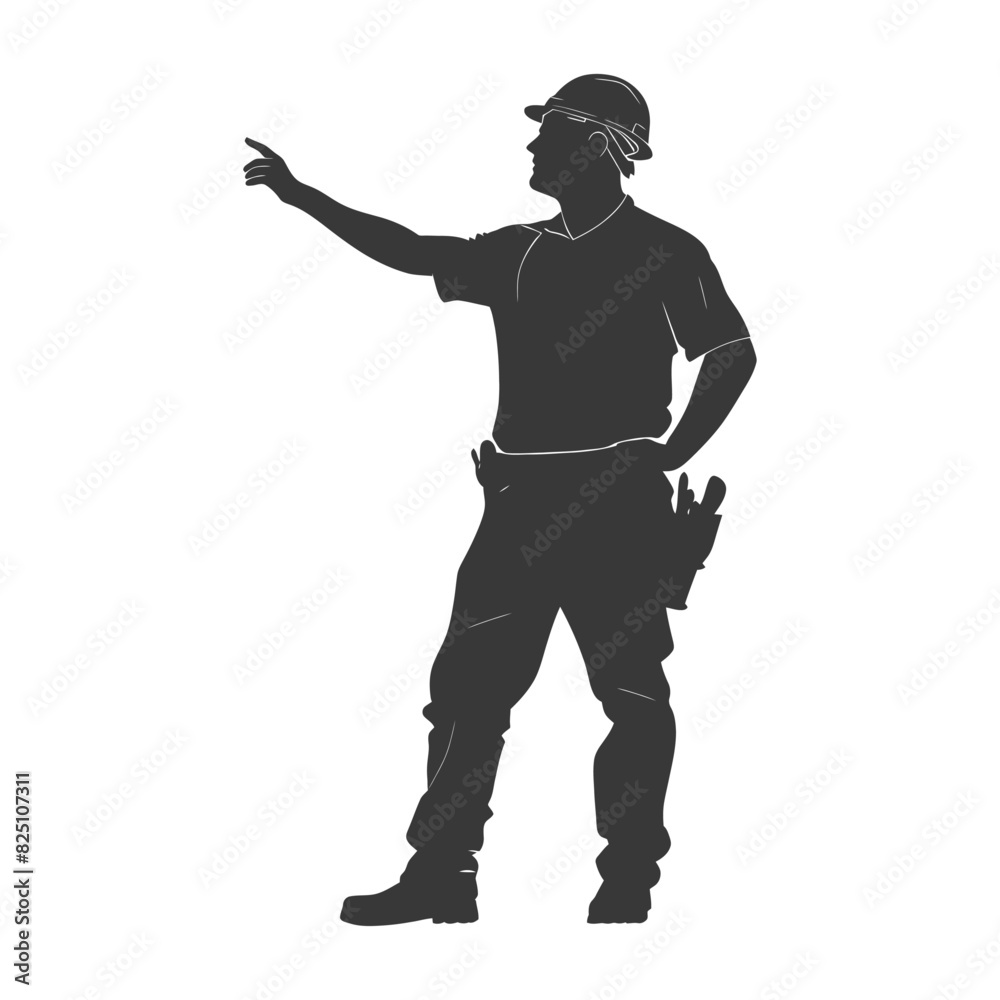 Silhouette engineer man in action full body black color only Silhouette engineer man in action full body black color only