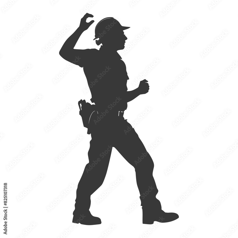 Silhouette engineer man in action full body black color only Silhouette engineer man in action full body black color only