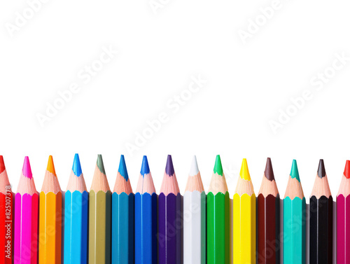 a row of colored pencils